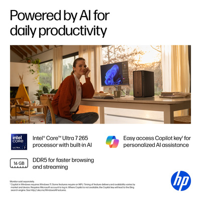 HP - OmniDesk Desktop - Intel Core Ultra 7 - 16GB DDR5 Memory - 1TB SSD - Dark Wood