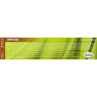 BioBag USA 100% Certified Compostable Lawn & Leaf Yard Waste Bags, 33 Gallon, Large Capacity and Weather Resistant, 60 Count (60 Count (Pack of 1))