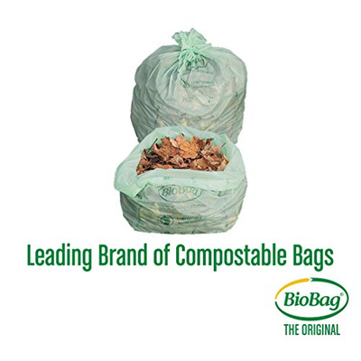 BioBag USA 100% Certified Compostable Lawn & Leaf Yard Waste Bags, 33 Gallon, Large Capacity and Weather Resistant, 60 Count (60 Count (Pack of 1))