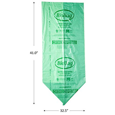 BioBag USA 100% Certified Compostable Lawn & Leaf Yard Waste Bags, 33 Gallon, Large Capacity and Weather Resistant, 60 Count (60 Count (Pack of 1))
