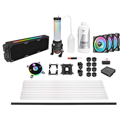 Thermaltake Pacific CL360 Max D5c Res/Pump 16.8 Million Color RGB (Alexa, Razer Chroma) Software Enabled Copper Radiator PETG Hard Tube Water Cooling Kit CL-W259-CU00SW-A (Hard Tube, 360mm Radiator MAX)