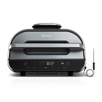 Ninja | Indoor Grill and Air Fryer| Foodi Smart XL | 6-in-1 Grill, Air Fry, Roast, Bake, Broil, Dehydrate & Crisp |Smart Thermometer & Splatter Shield | Dishwasher Safe Parts | Black/Silver | FG551 (6-in-1 With Thermometer)
