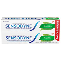 Sensodyne Fresh Mint Sensitive Toothpaste, ADA Accepted Toothpaste for Cavity Prevention and Sensitive Teeth Treatment - 4 Ounces (Pack of 2) (Fresh Mint)