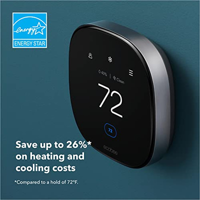 ecobee Smart Thermostat Premium with Siri and Alexa and Built in Air Quality Monitor and Smart Sensor with SmartSensor for Doors and Windows 2-Pack, White (Thermostat + Door & Window Sensors)
