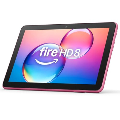 Amazon Fire HD 8 tablet (newest model), 8” HD Display, 3GB memory, 32GB, designed for portable entertainment, Hibiscus (32 GB, Lockscreen Ad-Supported, Hibiscus, Fire HD 8)