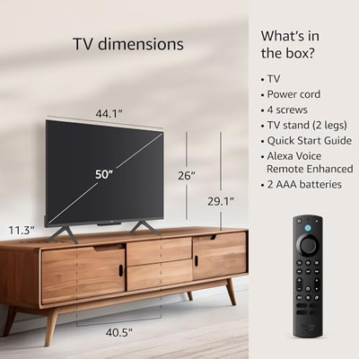 Amazon Fire TV 50" Omni QLED Series 4K UHD smart TV, Dolby Vision IQ, Fire TV Ambient Experience, local dimming, hands-free with Alexa (50-inch, TV only)