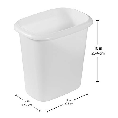 Rubbermaid Vanity Trash Can/Wastebasket 1.5-Gallons/6-Quarts White for Under Counter/Kitchen/Office/Bedroom/Bathroom