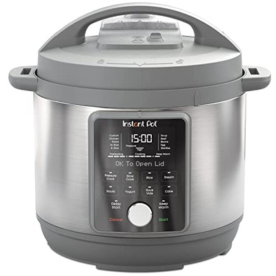Instant Pot, 6-Quart Whisper Quiet 9-in-1 Electric Pressure Cooker, Slow Rice Steamer, Sauté, Yogurt Maker, Warmer & Sterilizer, Free App with 800+ Recipes, Stainless Steel (6 Quarts)