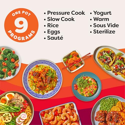 Instant Pot, 6-Quart Whisper Quiet 9-in-1 Electric Pressure Cooker, Slow Rice Steamer, Sauté, Yogurt Maker, Warmer & Sterilizer, Free App with 800+ Recipes, Stainless Steel (6 Quarts)