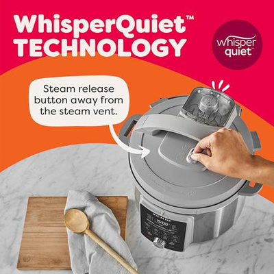Instant Pot, 6-Quart Whisper Quiet 9-in-1 Electric Pressure Cooker, Slow Rice Steamer, Sauté, Yogurt Maker, Warmer & Sterilizer, Free App with 800+ Recipes, Stainless Steel (6 Quarts)