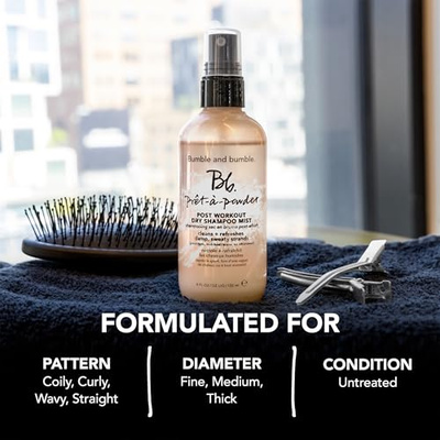 Bumble and bumble. Prêt-à-powder Post Workout Non-Aerosol Dry Shampoo Hair Mist | Cleanses Sweaty Hair + Eliminates Odor | Curly, Wavy, Straight (4 Ounce - Full Size)