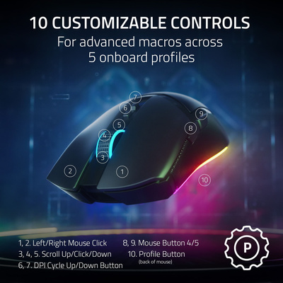 Razer - Cobra Pro Optical Gaming Mouse with Chroma RGB Lighting - Wireless - Black