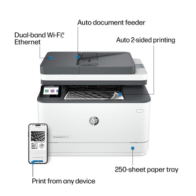 HP - LaserJet Pro MFP 3101fdw Wireless Black-and- All-in-One Laser Printer - White