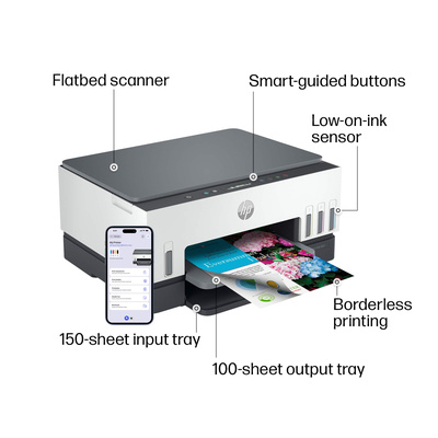 HP - Smart Tank 6001 Wireless AI-Enabled AiO Supertank Inkjet Printer w/ up to 2 Years of Ink Included, Perfect for School - Basalt