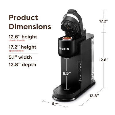 Keurig K-Express Single Serve K-Cup Pod Coffee Maker, 3 Brew Sizes, Strong Button Feature, 42oz Removable Reservoir, Black (Black)