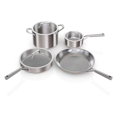 Ninja EverClad Stainless Steel Cookware 7 Piece Pots & Pans Set, Cookware Set, All Stovetops & Induction, Oven Safe to 600°F, Tri-Ply Commercial-Grade, C99007 (7- Piece Set)