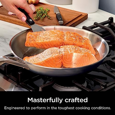 Ninja EverClad Stainless Steel Cookware 7 Piece Pots & Pans Set, Cookware Set, All Stovetops & Induction, Oven Safe to 600°F, Tri-Ply Commercial-Grade, C99007 (7- Piece Set)