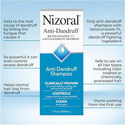 Nizoral Anti-Dandruff Shampoo with 1% Ketoconazole, Fresh Scent, 21 Fl Oz (Pack of 3) (7 Fl Oz (Pack of 3))