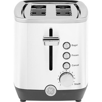 GE 2 Slice Toaster, Extra Wide Slots for Toasting Bagels, Breads, Waffles & More, 7 Adjustable Shade Settings, Removable Crumb Tray, Countertop Kitchen Essentials, 850 Watts, White (2-Slice, White)