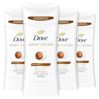 Dove Advanced Care Antiperspirant Deodorant Stick Shea Butter 4 ct with Pro ceramide technology for helping skin barrier repair after shaving 72 hour odor control sweat protection stick 2.6 oz (2.6 Ounce (Pack of 4), Shea Butter)