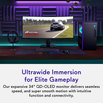 Alienware - AW3425DW 34" TFT QD-OLED Curved WQHD 240Hz 0.03ms FreeSync Gaming Monitor with HDR (HDMI, DisplayPort) - Black