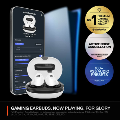 SteelSeries - Arctis GameBuds True Wireless Noise Cancelling In-Ear Gaming Earbuds for PS5, PS4, PC, Switch - White
