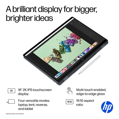 HP - OmniBook X Flip 2-in-1 - Copilot+ PC - 16" 2K Touch-Screen Laptop - Intel Core Ultra 7 - 16GB Memory - 1TB SSD - Eclipse Gray