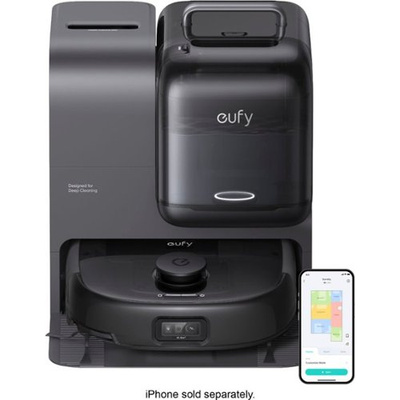 eufy - Robot Vacuum Omni E28 and Roller Mop with Faster Self-Cleaning, Detangle Brush, Portable Carpet Cleaner, Edge Cleaning - Black