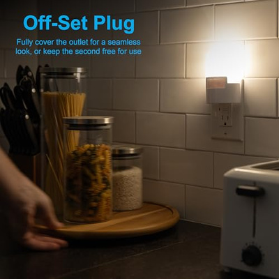 GE LED Motion Sensor Night Light, Plug into wall, 40 Lumens, Soft White, UL-Certified, Energy Efficient, Ideal Nightlight for Bedroom, Bathroom, Kitchen, Hallway, 46632, White, 2 Pack (2 Pack, White 40 Lumens)