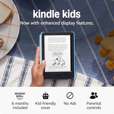 Amazon Kindle Kids 16GB (newest model) - If it breaks, we will replace it, includes ad-free books and cover, with glare-free display, faster page turns - Space Whale (Space Whale)