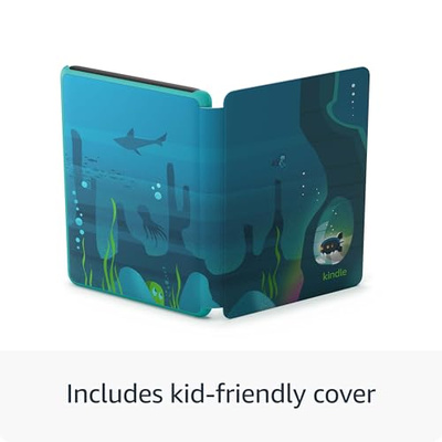 Amazon Kindle Kids 16GB (newest model) - If it breaks, we will replace it, includes ad-free books and cover, with glare-free display, faster page turns - Space Whale (Space Whale)