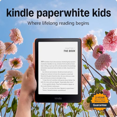 Amazon Kindle Paperwhite Kids 16GB (newest model) – larger 7" glare-free display – Kids read an average of 1+ hour per day with Kindle – Starfish (Starfish)
