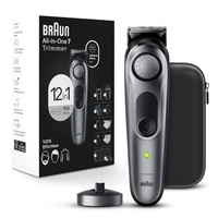 Braun All-in-One Men's Shaving Kit Series 7 7440, 12-in-1 Beard, Face, Nose, Ear Trimmer, Hair Clippers, Body Groomer and Manscaping (Silver, 13 Piece Set)