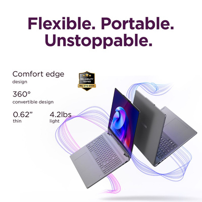 Lenovo - Yoga 7i 2-in-1 - Copilot+ PC - 16" 2K Touchscreen Laptop - Intel Core Ultra 7 Processor - 16GB Memory - 1TB SSD - Luna Grey