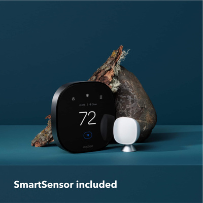 ecobee - Premium Smart Programmable Touch-Screen Thermostat with Siri, Alexa, Apple HomeKit and Google Assistant - Black