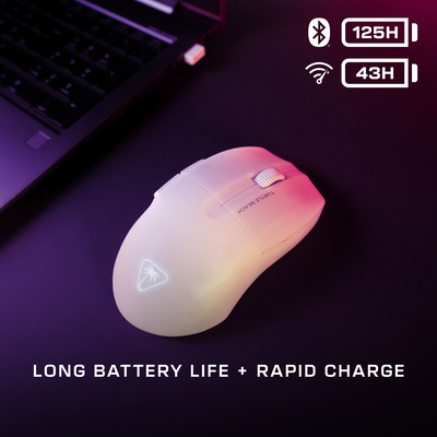 Turtle Beach - Pure Air Ultra-Light Wireless Ergonomic RGB Gaming Mouse with 26K DPI Optical Sensor & 125 hour Battery for PC - Wireless - White