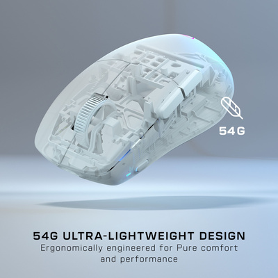 Turtle Beach - Pure Air Ultra-Light Wireless Ergonomic RGB Gaming Mouse with 26K DPI Optical Sensor & 125 hour Battery for PC - Wireless - White