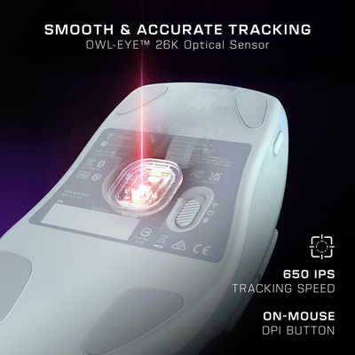 Turtle Beach - Pure Air Ultra-Light Wireless Ergonomic RGB Gaming Mouse with 26K DPI Optical Sensor & 125 hour Battery for PC - Wireless - White