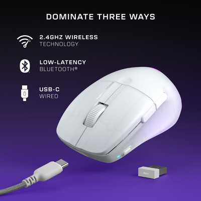 Turtle Beach - Pure Air Ultra-Light Wireless Ergonomic RGB Gaming Mouse with 26K DPI Optical Sensor & 125 hour Battery for PC - Wireless - White