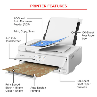 Canon - PIXMA TS9521Ca Wireless All-In-One Inkjet Printer - White