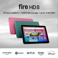 Amazon Fire HD 8 tablet (newest model), 8” HD Display, 3GB memory, 32GB, designed for portable entertainment, Emerald (32 GB, Lockscreen Ad-Supported, Emerald, Fire HD 8)