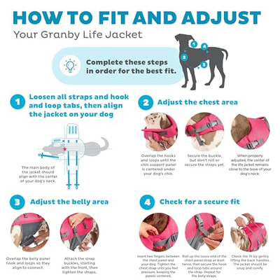 Outward Hound Granby Splash Dog Life Jacket, High-Buoyancy Dog Life Vest for Swimming, Boating, and Water Safety, Medium, Pink (Pink, Medium (Chest Girth: 21"-27"))