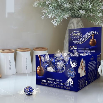 Lindt LINDOR Dark Chocolate Candy Truffles, Halloween Candy, 25.4 oz., 60 Count (Dark Chocolate, 25.4 Ounce (Pack of 1))