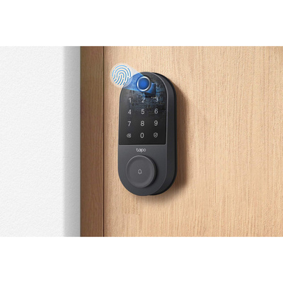 TP-Link - Tapo DL110 Smart Wi-Fi Deadbolt Lock - Lock/Unlock using Keypad, App, or Fingerprint Recognition - Replaces Most Locks - Black