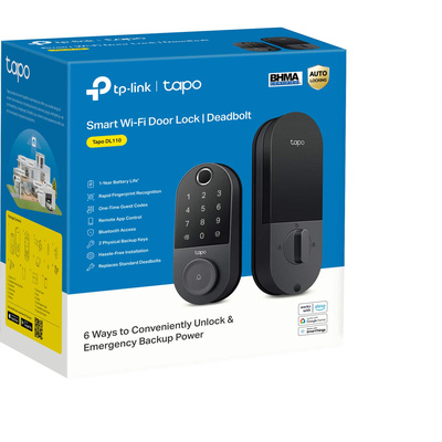 TP-Link - Tapo DL110 Smart Wi-Fi Deadbolt Lock - Lock/Unlock using Keypad, App, or Fingerprint Recognition - Replaces Most Locks - Black