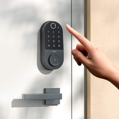TP-Link - Tapo DL110 Smart Wi-Fi Deadbolt Lock - Lock/Unlock using Keypad, App, or Fingerprint Recognition - Replaces Most Locks - Black