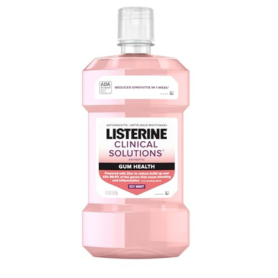 Listerine Clinical Solutions Gum Health Antiseptic Mouthwash, Antigingivitis & Antiplaque Oral Rinse Helps Prevent Buildup & Immediately Kills Germs for Healthier Gums, ICY Mint, 1 L (33.8 Fl Oz (Pack of 1))