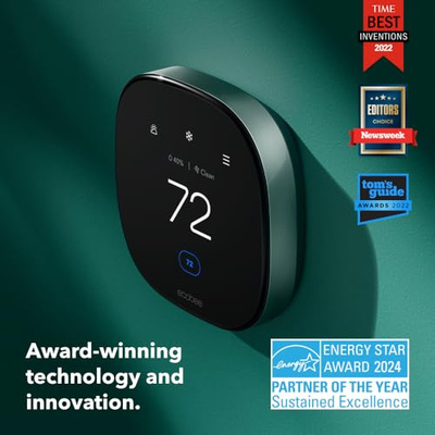 ecobee Smart Thermostat Premium with Smart Sensor and Air Quality Monitor - Programmable Wifi Thermostat - Works with Siri, Alexa, Google Assistant (Thermostat)