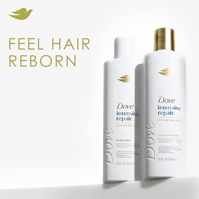 Dove Shampoo 4 count Intensive Repair for Damaged Hair with Bio-Protein Care Technology and Amino Serum 12 Fl Oz (Fragranced, 12 Fl Oz (Pack of 4))
