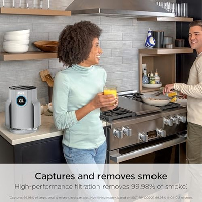 Shark Air Purifier for Home, NeverChange Compact Pro, for Bedroom, Nursery, Home Office, Dorm, HEPA-Exceeding Filter, Captures Pollutants, Pet Dander, Dust, Odor, Smoke, and More, HP071BRN, Winter Fog (Winter Fog (250 sq. ft))